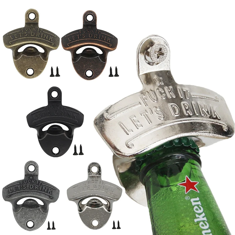 Retro Beer Bottle Opener Wall Mounted Vintage Bar Cafe Wall Decoration Beer Openers With Screws DIY Beer Opener Tools