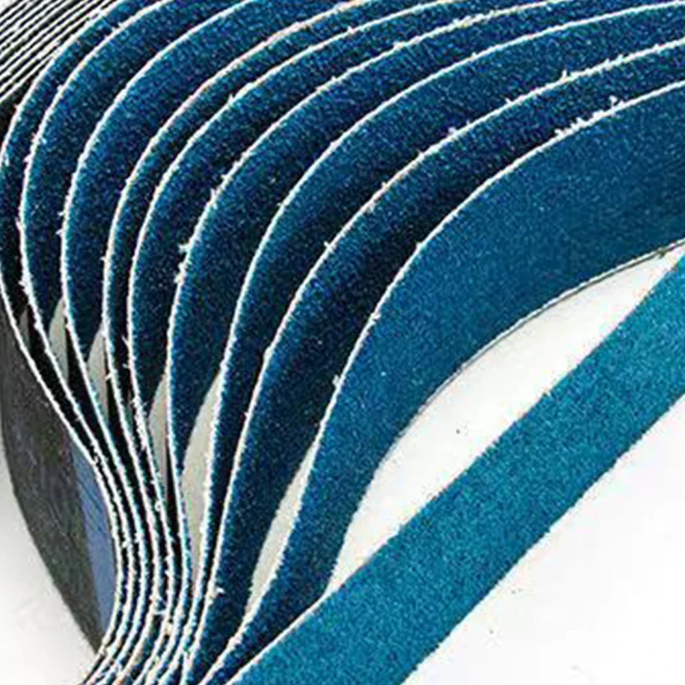 Cinturones de lijado de corindón de circonio, bandas de lijado de 50x915mm, azul, 40/60/80/120 granos, de acero suave para pulido/negro