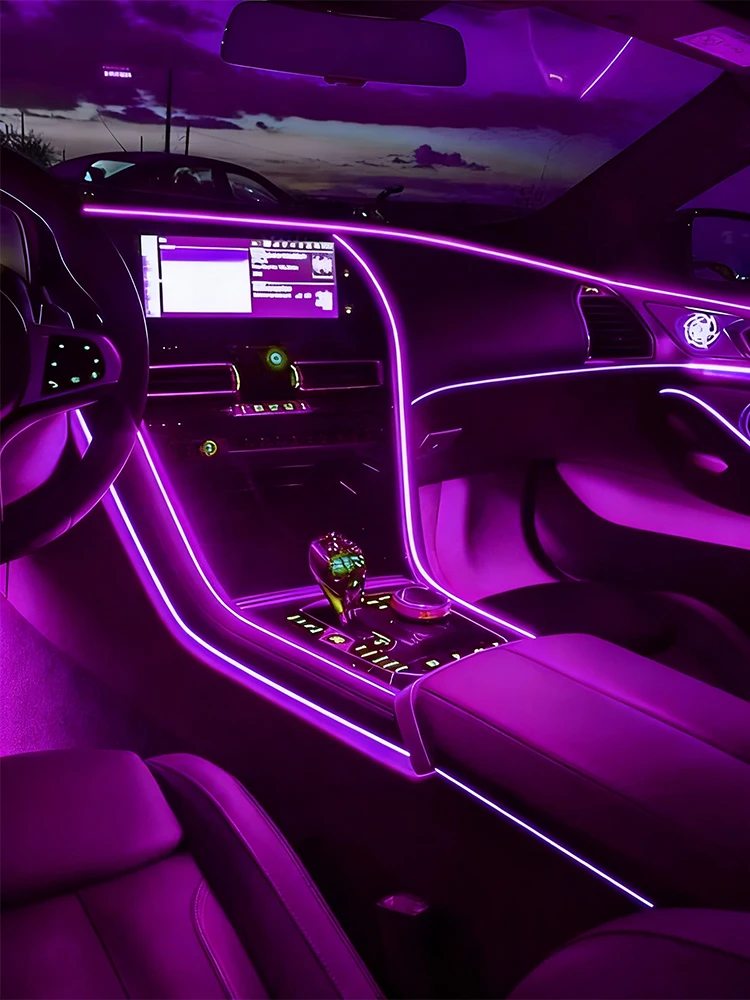 5M ضوء ديكور السيارة USB الضوء المحيط ضوء السيارة الداخلي مع شريط دليل ضوء السيارة EL خط مضيء الضوء البارد الضوء المحيط