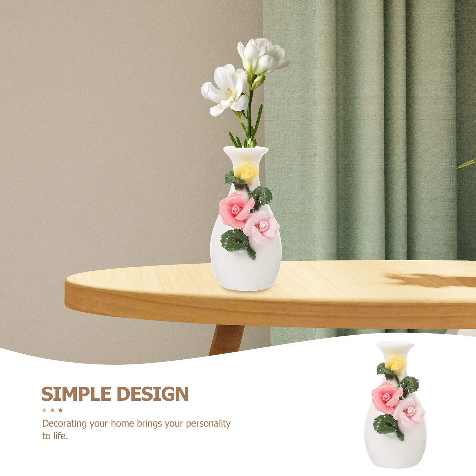 Mini Ceramic Flower Vase Small Decorative Buds Vase for Home Office Dried Flower Arrangement Tabletop Shelf Decoration