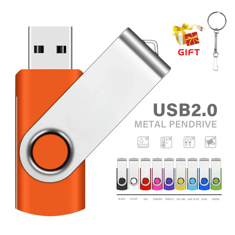 JASTER Mini Pen Drive Creative U Disk 128GB 64GB Key Chain USB 2.0 Flash Drive 32GB Purple Rotatable Memory stick Gift 16GB 8GB