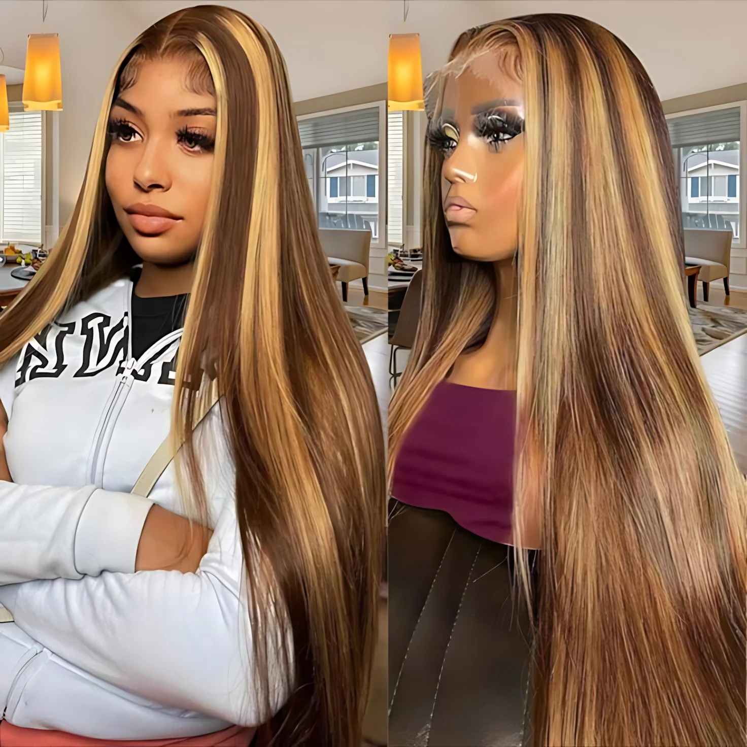 30 بوصة 4/27 أومبير مجعد تسليط الضوء على شعر مستعار شعر الإنسان قبل قطعها 13x4 Hd الدانتيل شعر مستعار أمامي شعر الإنسان موجة عميقة جاهزة للارتداء للنساء