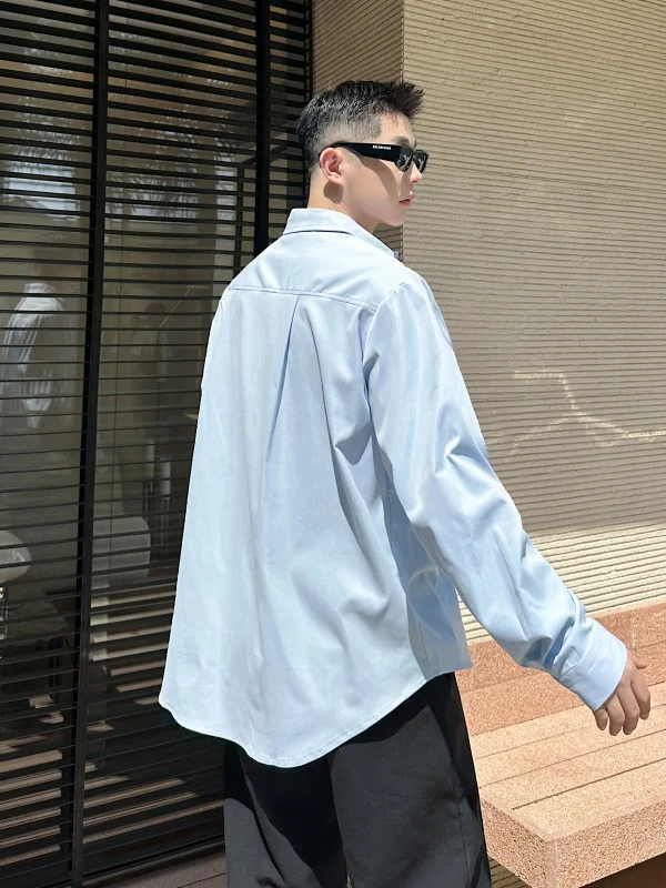 Kemeja Pria Bordir Kerah Longgar Model 2025, Serbaguna, Mewah, Stylish, Nyaman, Elegan, Lengan Panjang, Atasan Keren