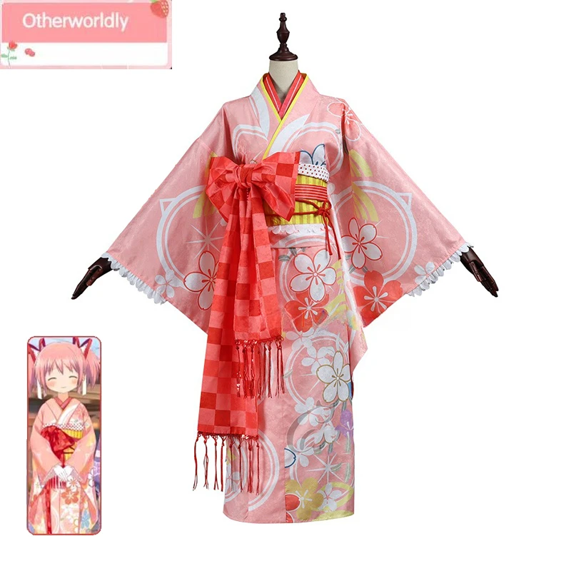 

Kaname Madoka Cosplay Costume Anime Puella Magi Madoka Magica Cosplay Kimono Dress Party Suit Halloween Uniforms Custom Made