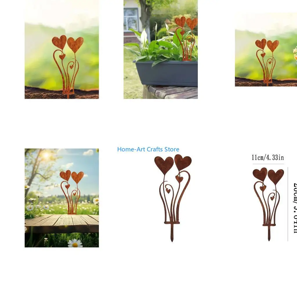 Y3NA Iron Heart Garden Sculpture Rustproof Coating Decoration For Outdoor Festives