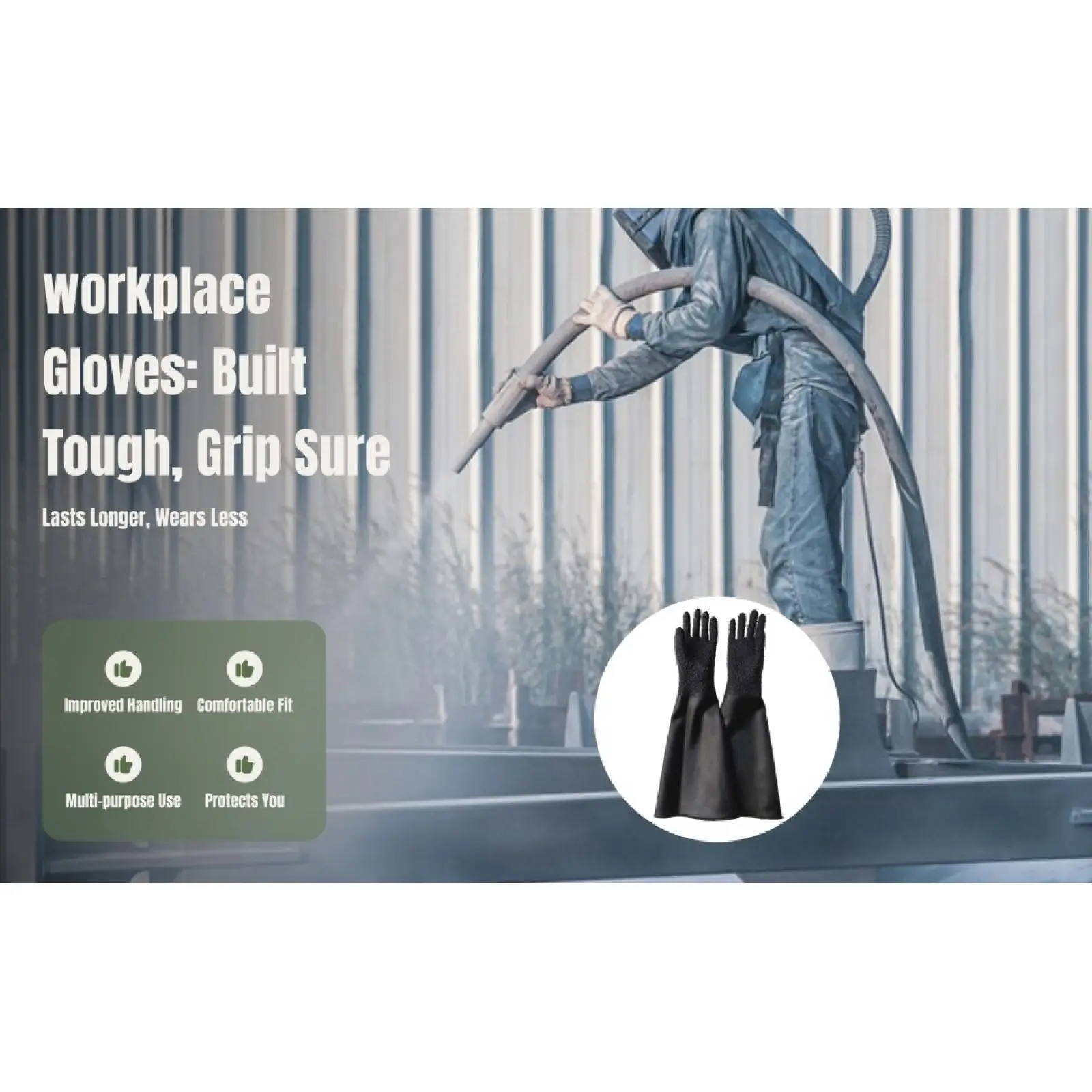 Rubber Sand Blasting Gloves Waterproof Durable Work Protection Gloves for Sandblasting Machine Anti Slip Grip Safety Hand Gloves