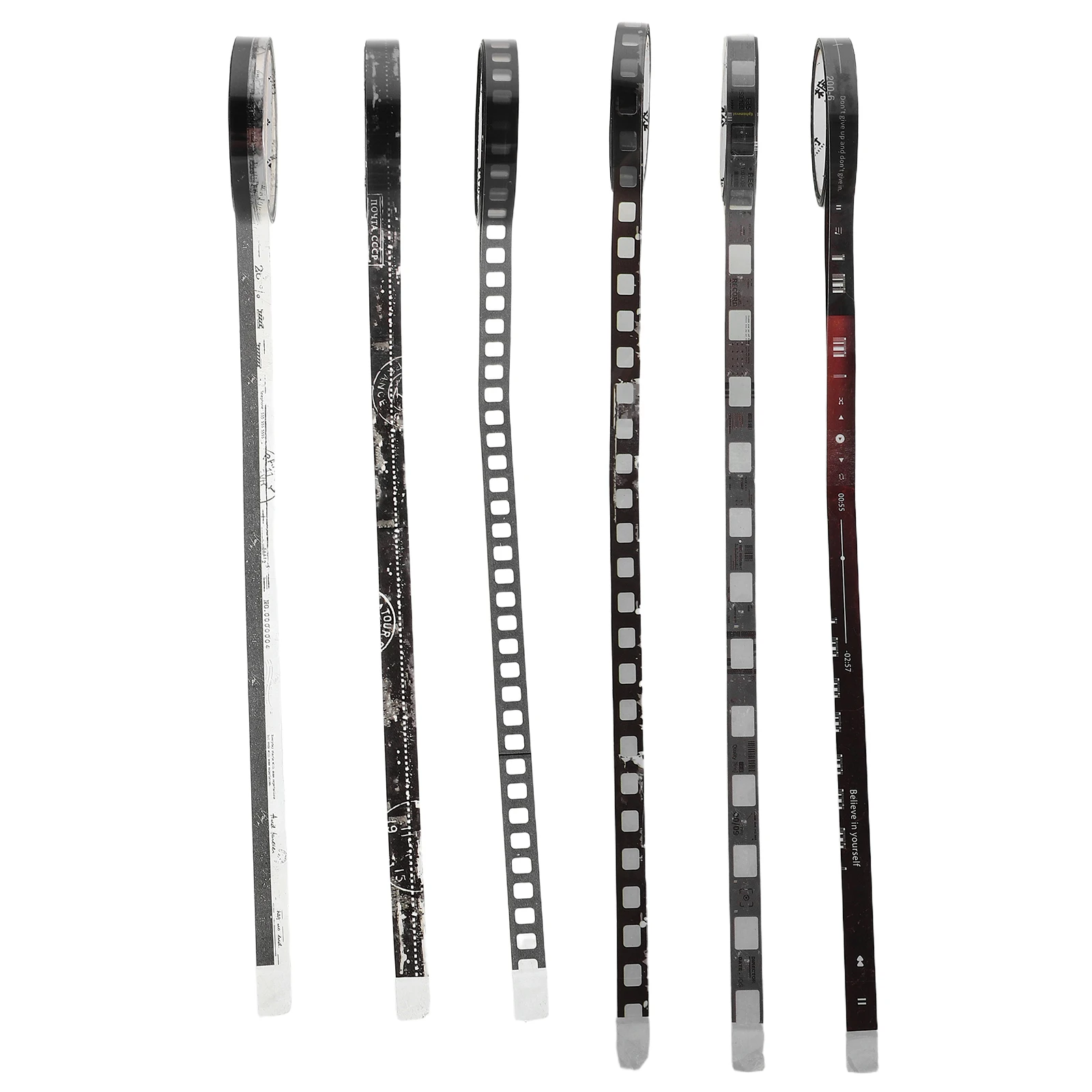 

6pcs 6 Rolls Retro PET Tape Filmstrip Stickers Cinematic Camera Decorative Reel Vintage Journaling Scrapbook Supplies