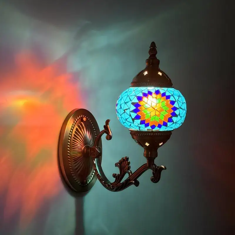 

New Turkish Vintage Wall Lamp Handmade Mosaic Restaurant Lighting Room Decoration Interior Wall Light Bedroom Room Lamps
