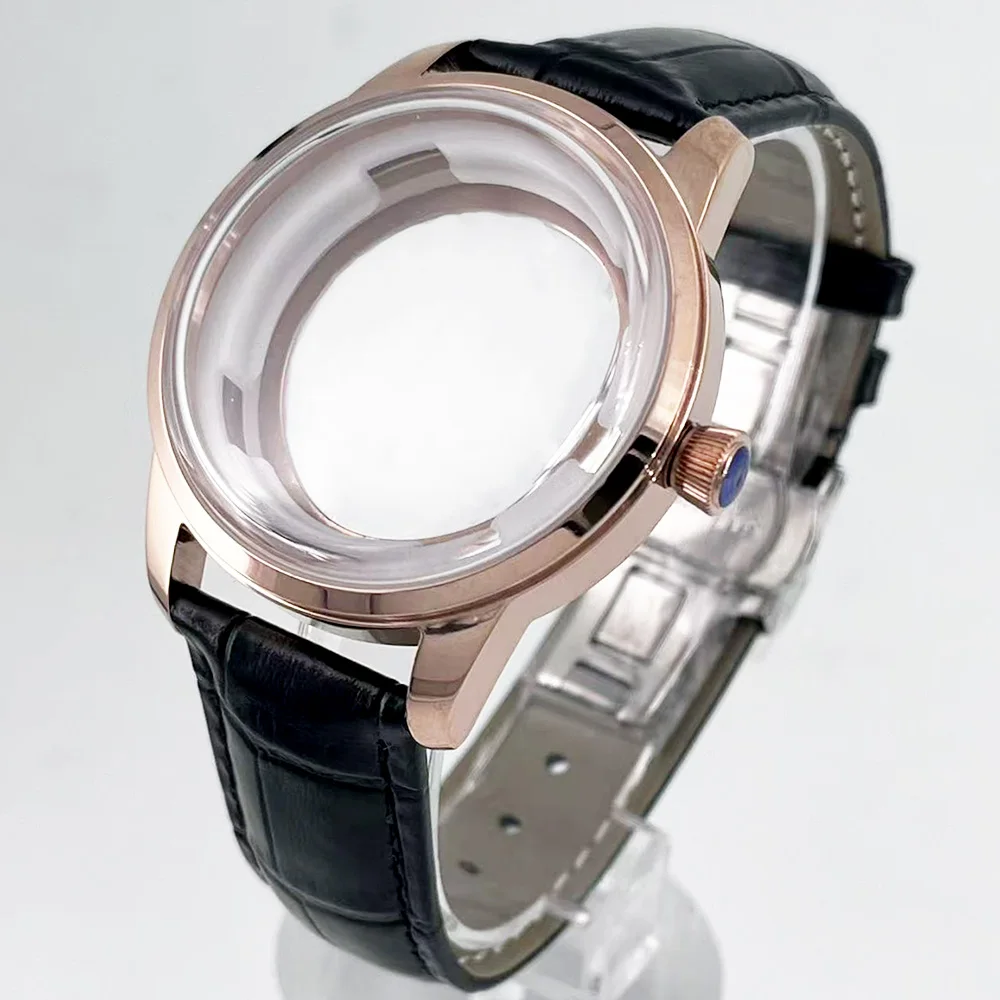 40.5mm cocktail-style stylish case, suitable for NH35/36/34/4R automatic mechanical movement, paired with leather strap