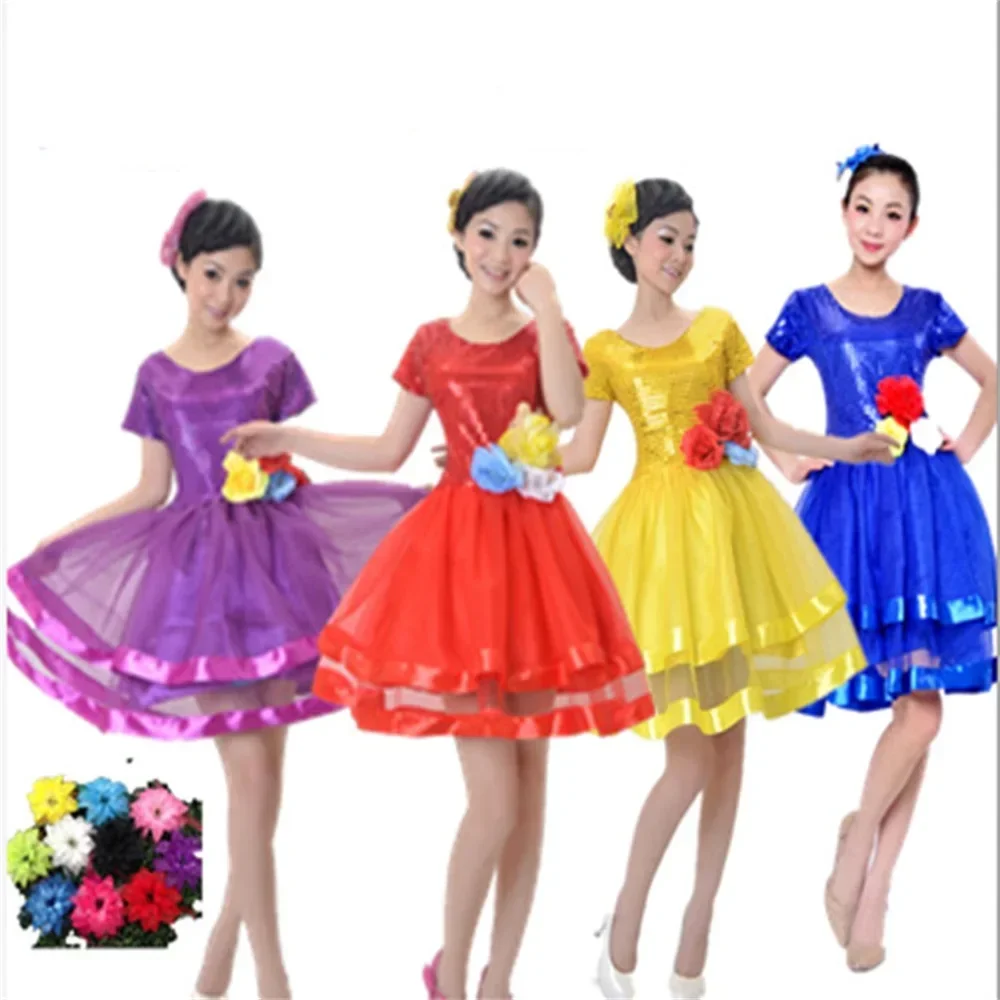 

Modern sequin dance costumes performance costumes performance costumes Square dazzling new square dance yarn dress