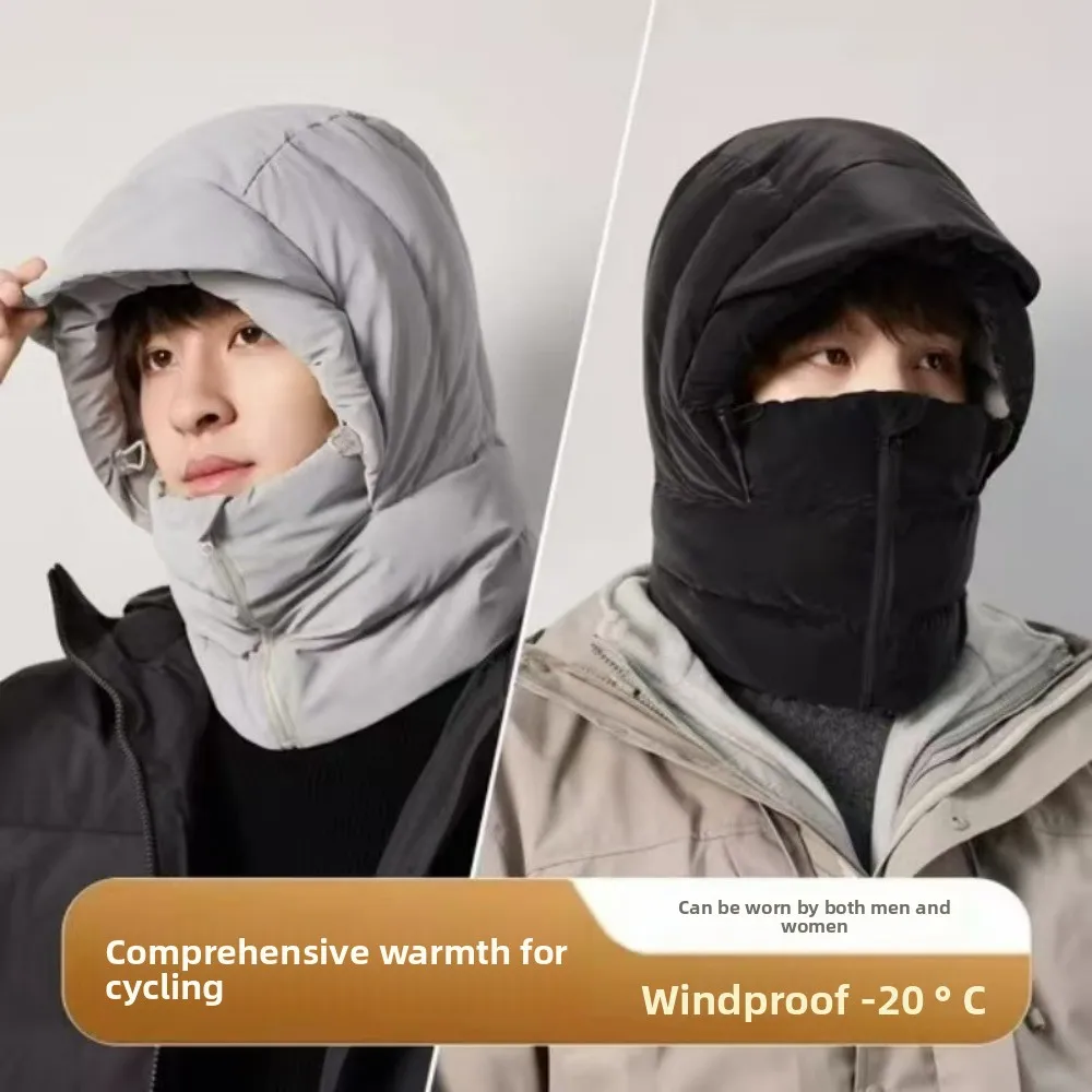 

Lightweight Men's Winter Cycling Balaclava Fleece-Lined Down-Padded All-in-One Headgear Windproof & Cold-Resistant for Skiing