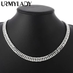 Hot fine Width 6MM chain 925 Sterling Silver Necklaces for Women Men Charm fashion Jewelry wedding Party Holiday gift 50-60cm