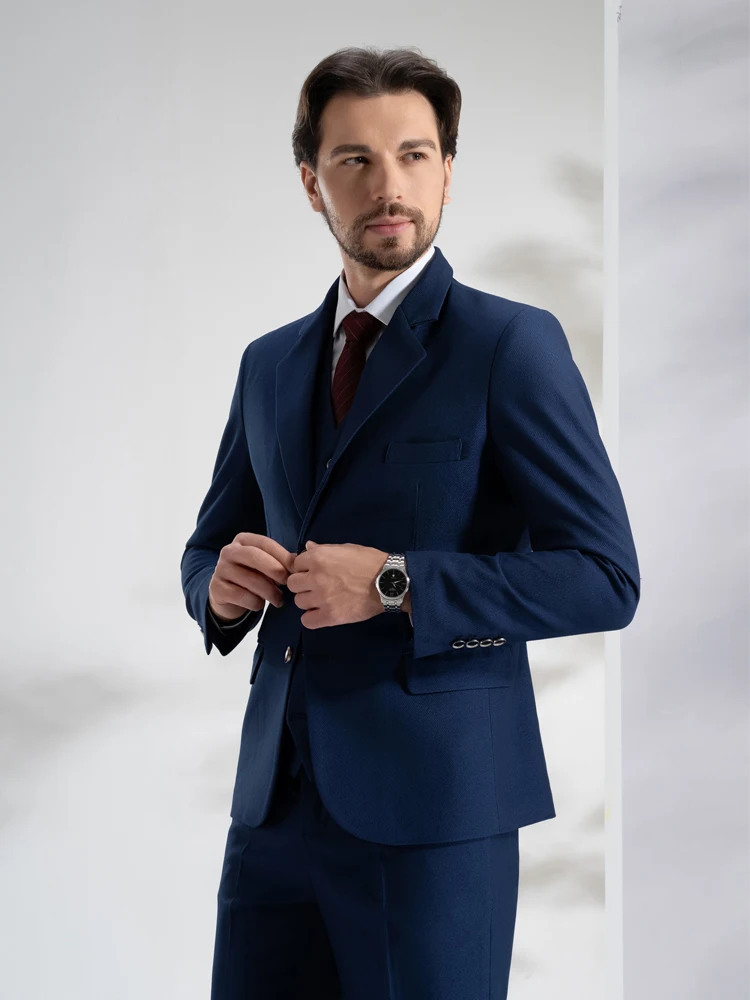 

Suit (Blazer+ Vest + Pants) Men's Business Gentleman Fashion Slim Work Solid Color Plus Size Fair Dress Wedding Best Man Suit