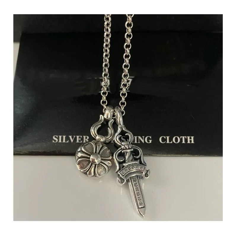 

Trendy Sword Small Gourd Pendant Necklace Retro Old Cross Sword Punk Stacked Wearing Male and Female Couple Necklace