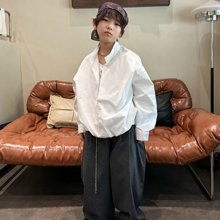 Boys 2025 Spring Autumn New Suit Pants Korean Fashion Causal Daily Vertical Striped Trousers for 3-14Y Kids All-match