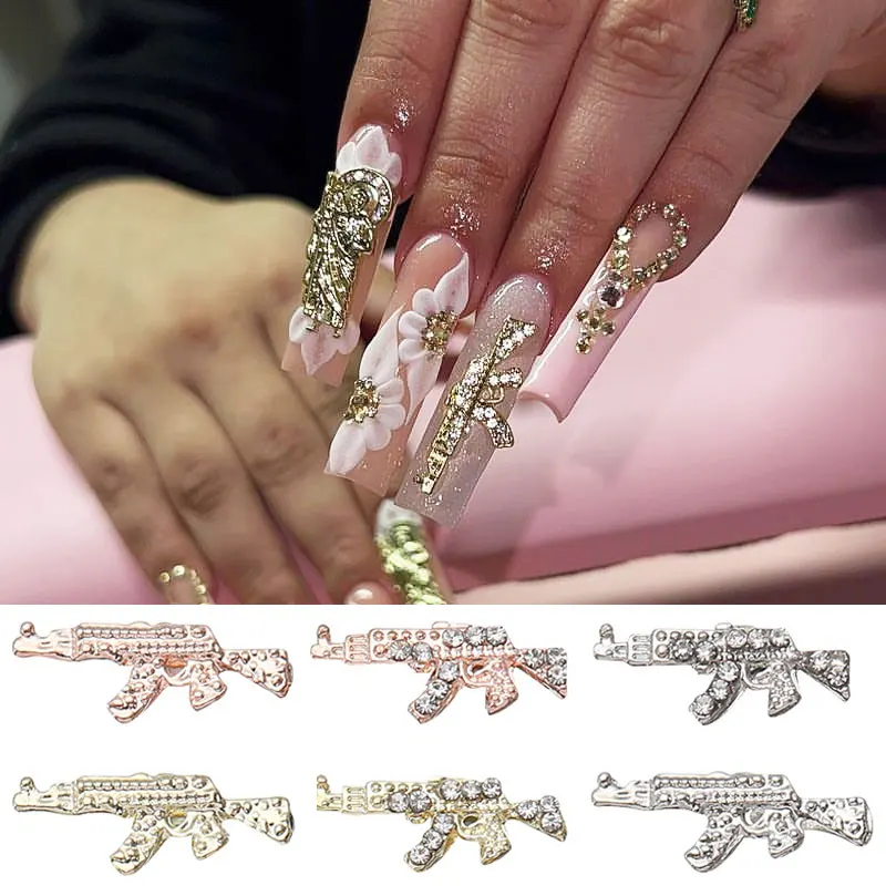 

Nail Jewelry Diamond Gun Decorations Alloy Metal Nail Decorations Simulation Jedi Weapons Model Accessories Nail Charm Tool