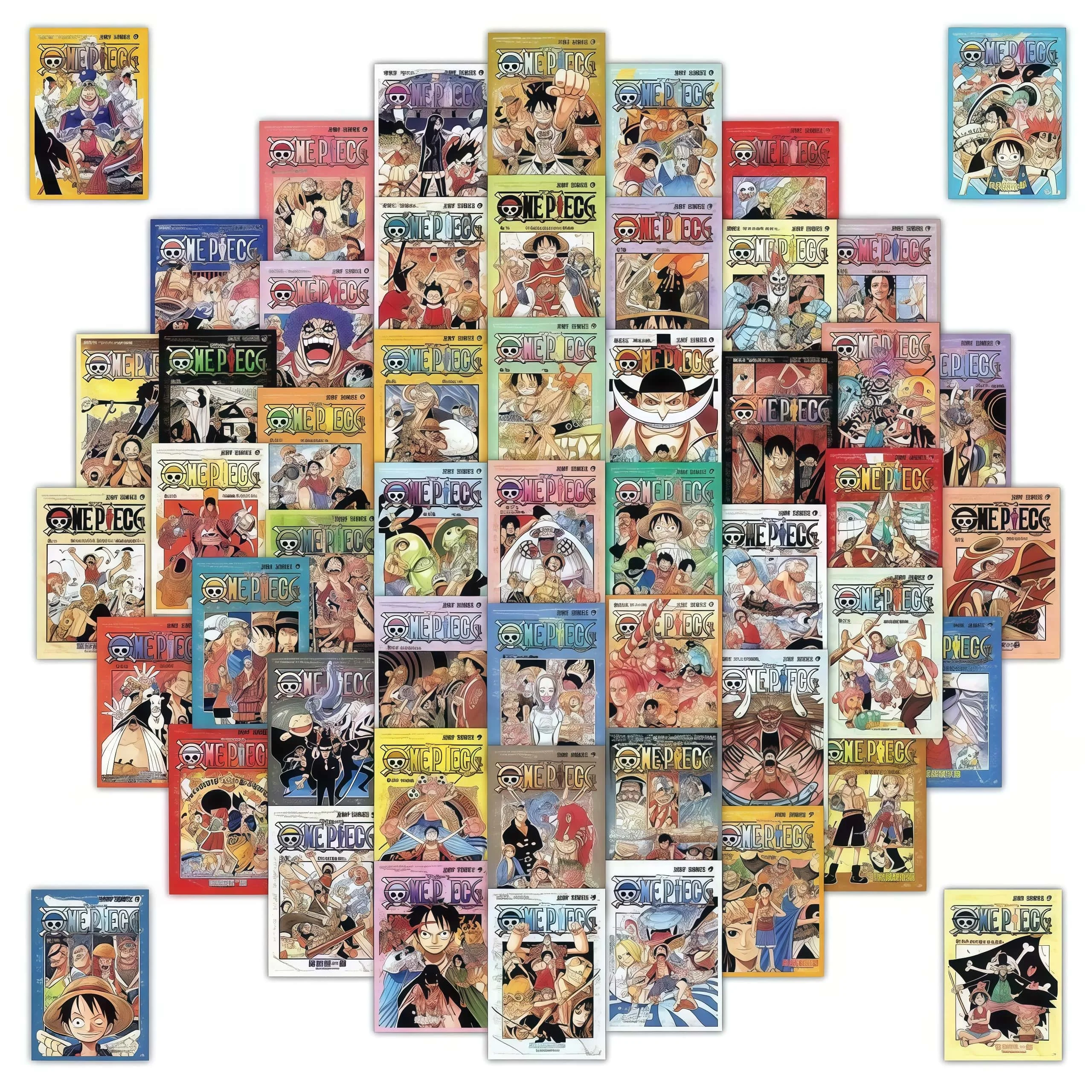 Paquete de 60 Pegatinas con Diseños de One Piece, Calcomanías Clásicas de Anime y Cómics para Laptop, Botella de Agua, Equipaje y Diario