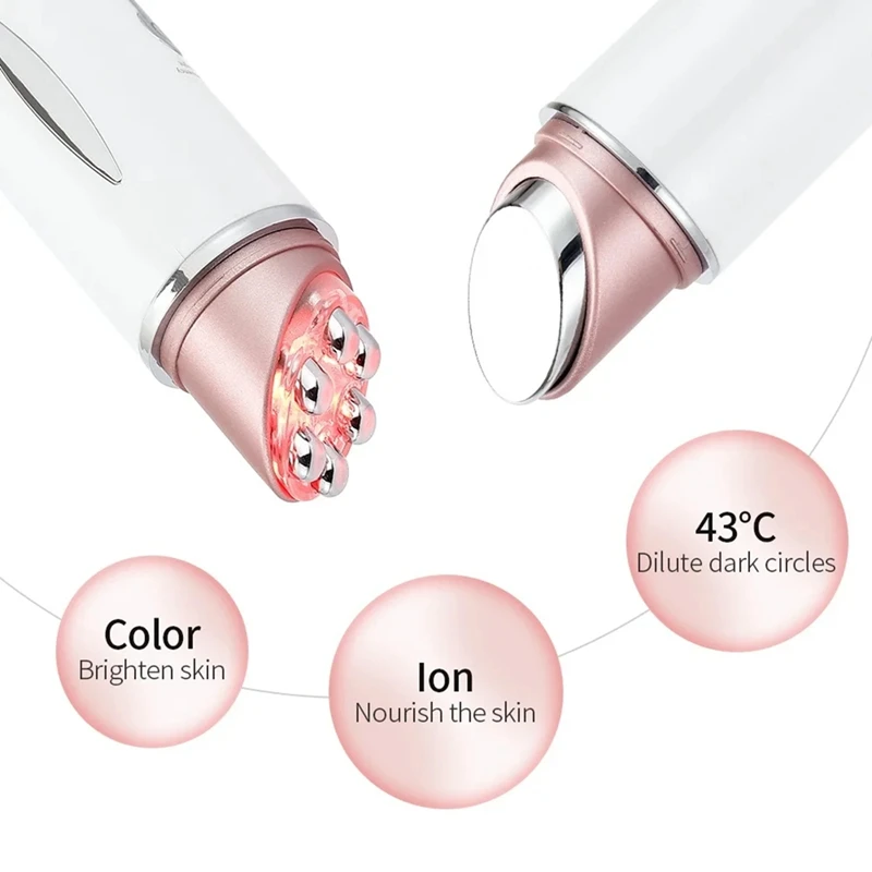 Mini EMS Eye Massager, Ion Heating Eye Lifting Massager Anti-Wrinkle LED Light Therapy Beauty Device-A58E