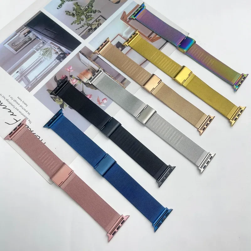 Loop for Apple Watch Band 40mm 41mm 44mm 45mm 49mm 42mm 46mm Stainless Steel Bracelet iWatch10/9/8/7/SE/6/5 ultra Strap
