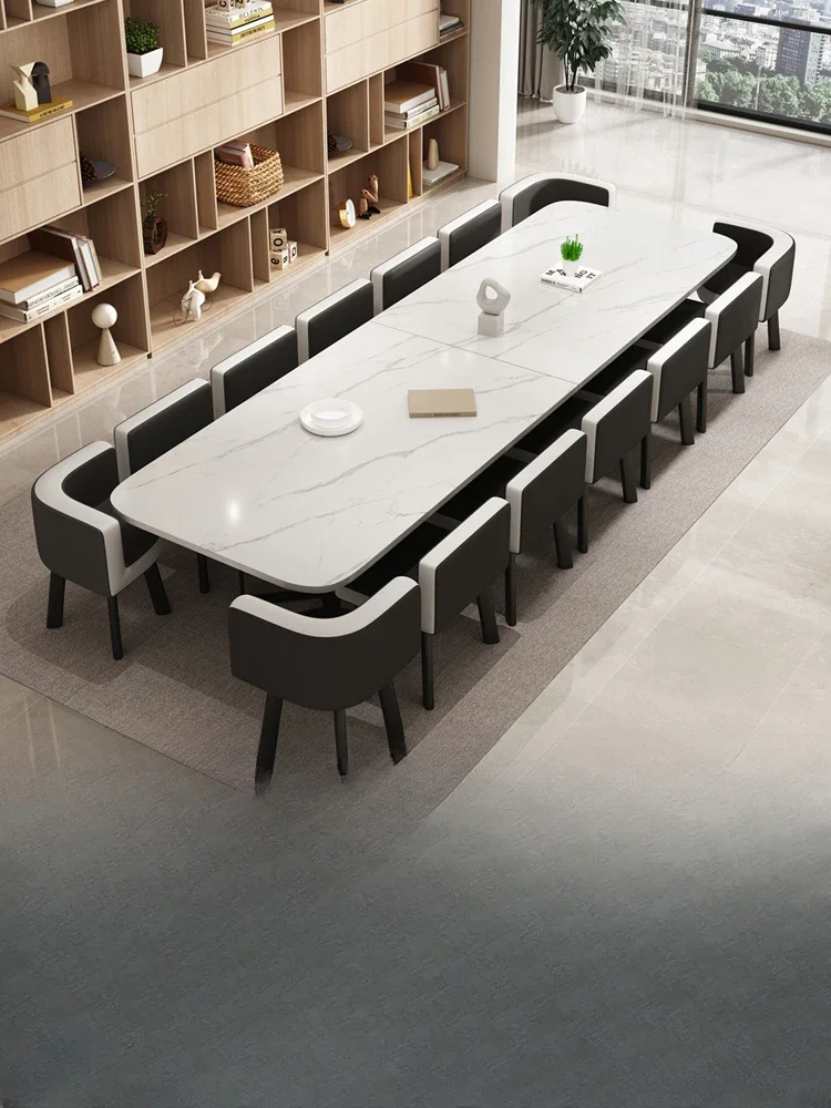 

Small meeting room long table simple modern library reception negotiation table and chair combination