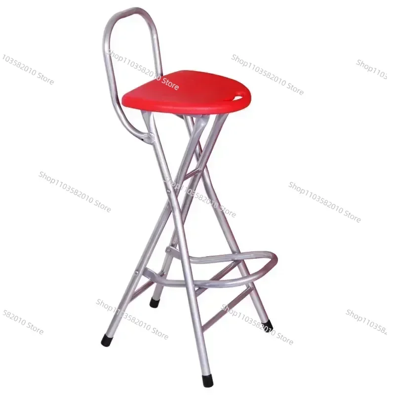 BS-02B Modern Simplicity Front Desk Chair Fishing Stool Pipe Folding Balcony Carbon Steel Portable Bar High Stool with Footrest
