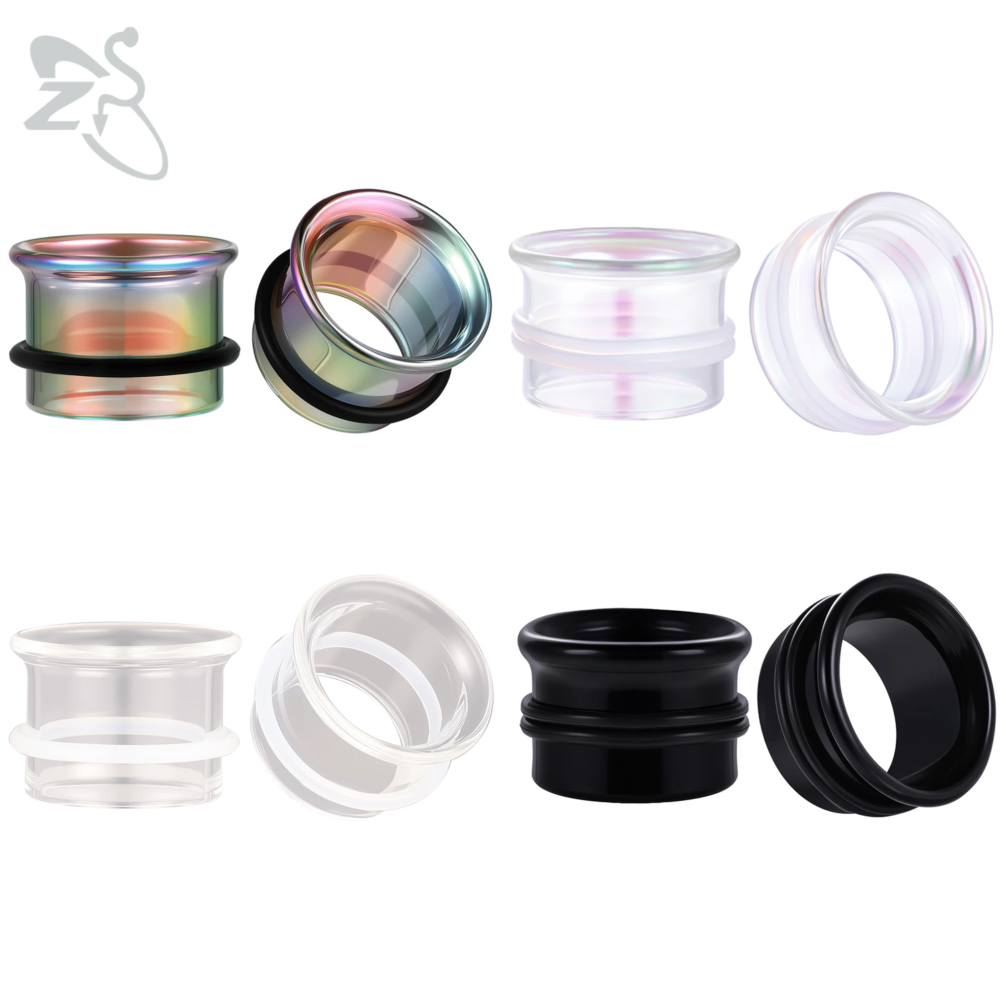 ZS 1 PC 6MM-25MM Colorful Glass Ear Plug And Tunnel Single Flare Ears Stretcher Gauge Clear Flesh Expander Body Piercing Jewelry