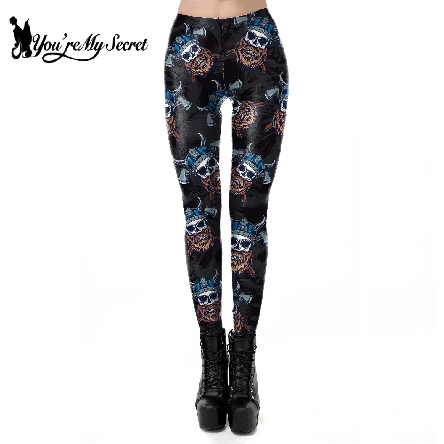 

[You're My Secret] Women Leggings Carnival 3D Print Pants Elastic Punk Style Trousers Festival Party Dress Up Skinny Streetwear