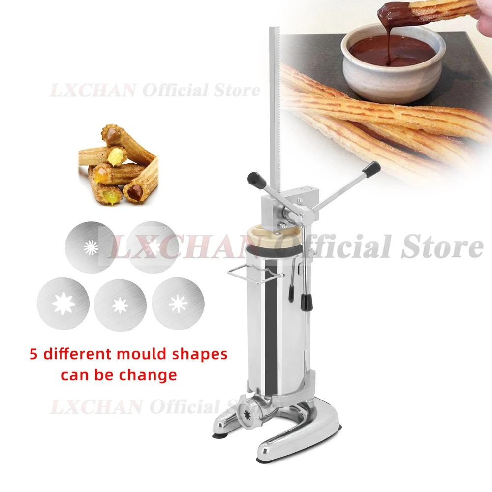 

LXCHAN 2/3L Small Spanish Churros Maker With 5 Nozzles Mold Churro Machine Churro Extruder Churro Press