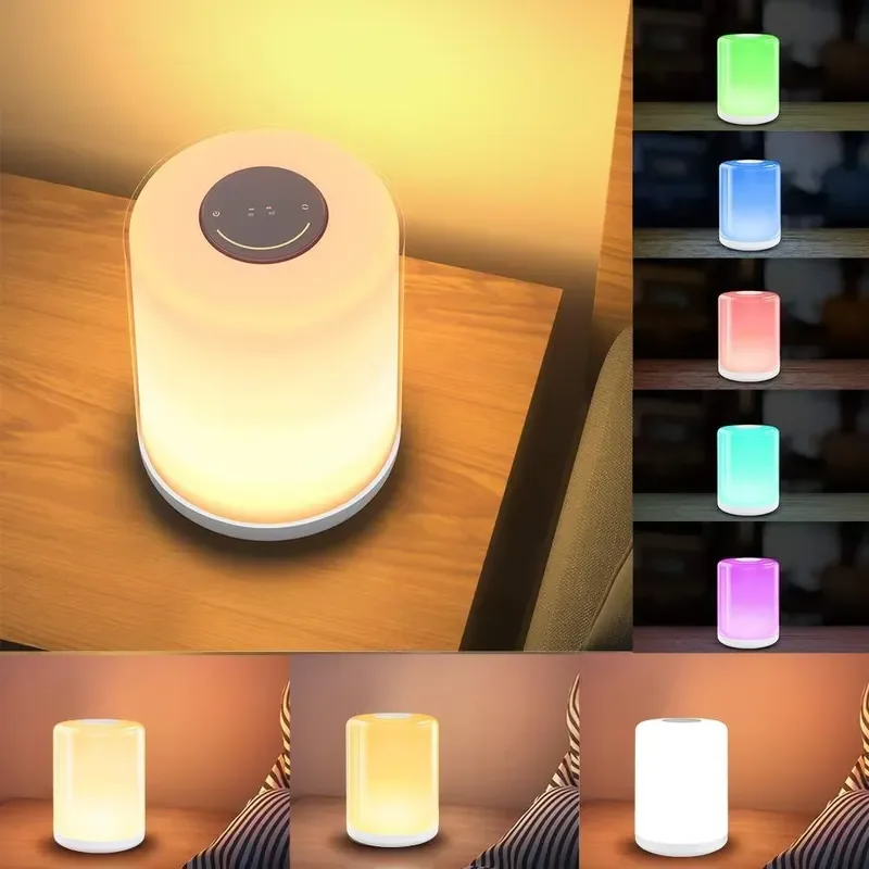 High brightness three-color temperature bedside lamp sliding control decorative atmosphere night light colorful and