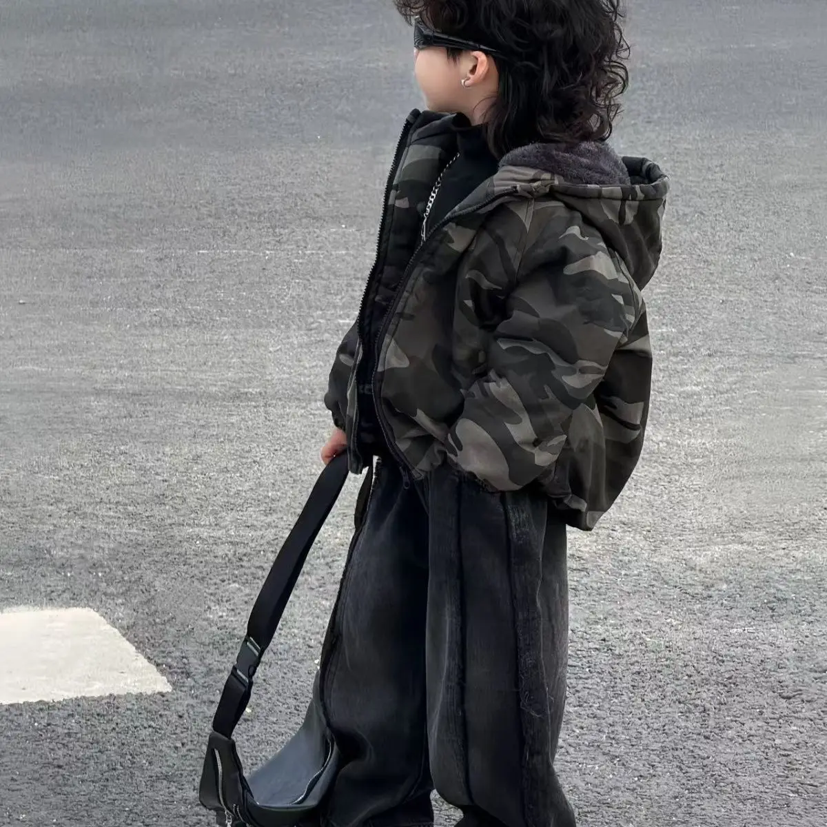 Boys Pure Cotton Zipper Thick Camouflage Jacket 2026 with Cotton Fleece Lining Autumn Winter New Hooded Winter Top Clothes 1-11Y