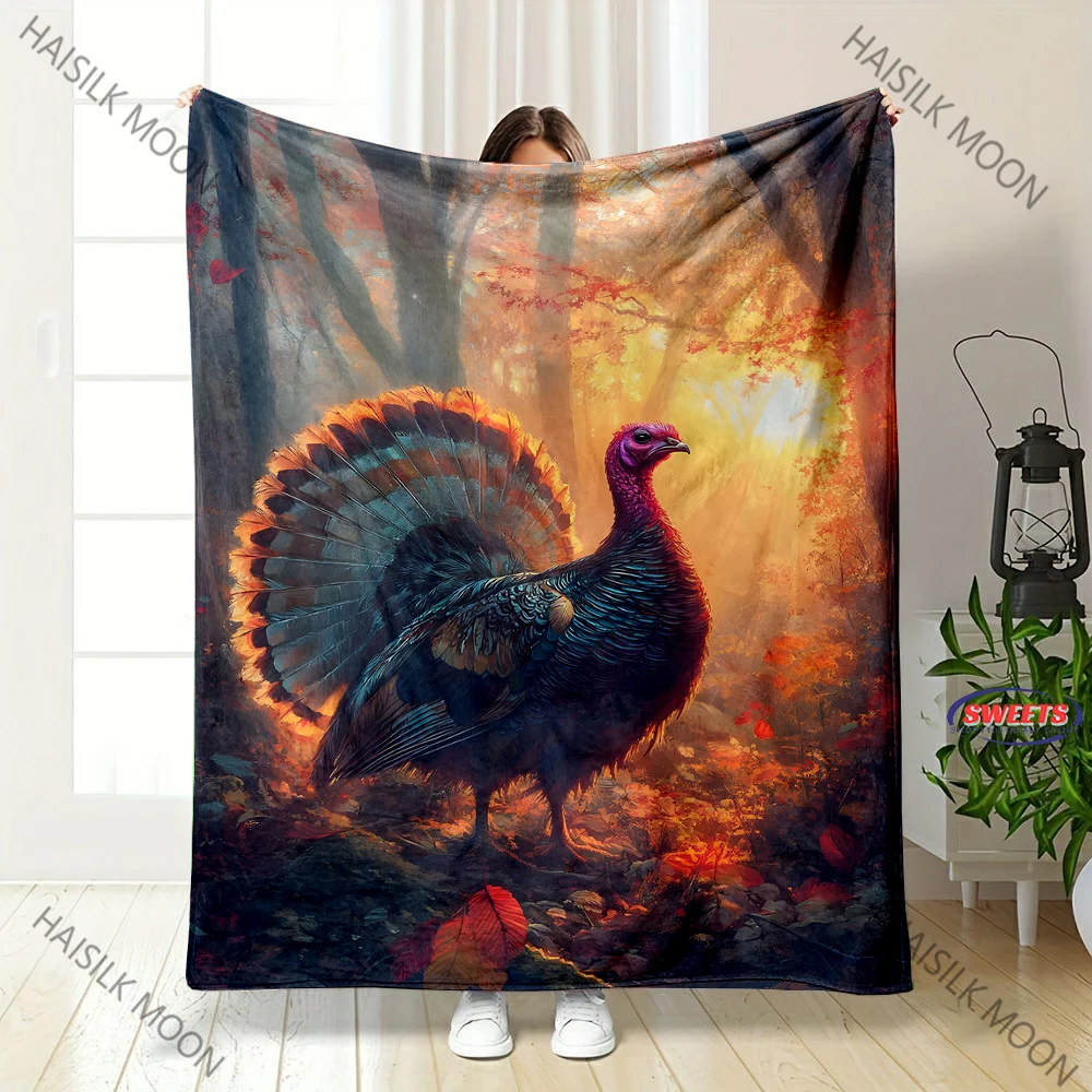 New Arrive! North American Turkey Printed Blanket, Bedroom LivingRoom Sofa Office Nap Travel Camper Shawl Blanket, Funny Gifts