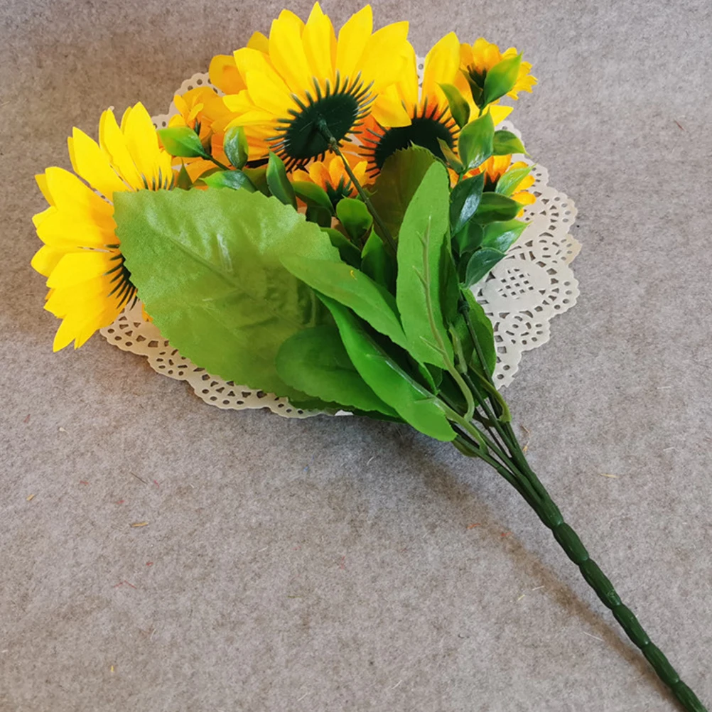 

2pcs Artificial Sunflower Bunch Plastic Sunflower Bouquet Yellow Eco-Friendly Home Restaurant Cafe Decor