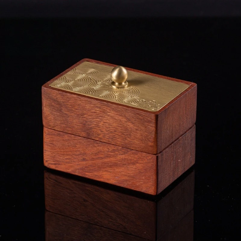 Chinese Solid Wood Toothpick Holder Double Layer Dustproof Storage Box with Lid Creative Home Desktop Organizer for Daily Use