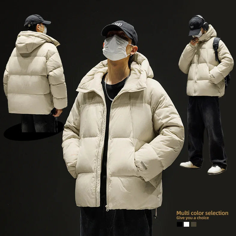 Men's Waterproof Hooded Down Jacket Winter Warm Windproof Thickened Loose Fashion Parka 90% Down Puffer Jacket Men JK-106