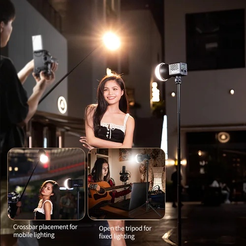 Imagen 2 del producto Trípode extensible Ulanzi MT-79 con tornillo de 1/4 pulgadas para cámara DSLR, trípode de micrófono con luz de relleno para teléfono inteligente