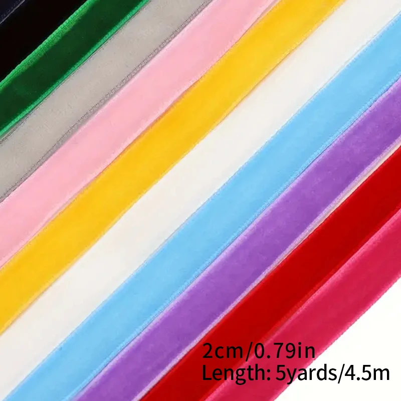 Breite: 6–25 mm, 5 Yards Samtband für Geschenkverpackungen – einseitiges beflocktes Klebeband, weihnachtliches dekoratives Band, DIY-Bastelbedarf – Detail 7