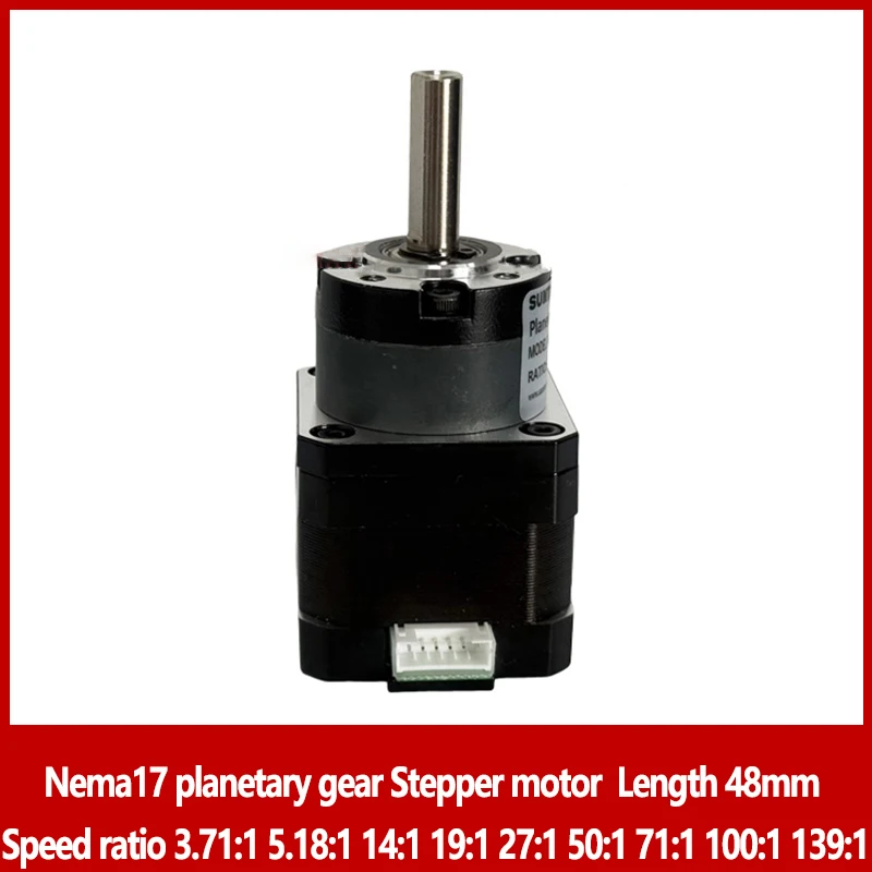 

Nema17 planetary gear Stepper motor 0.52N.M Speed ratio 3.71:1 5.18:1 14:1 19:1 27:1 50:1 71:1 100:1 139:1 motor Length 48mm