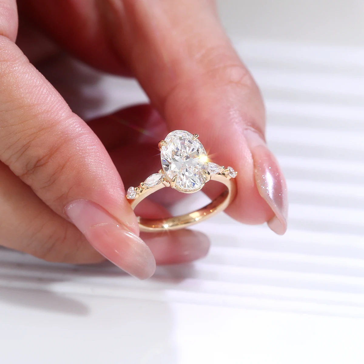 Provence Luxury Ring for Ladies 9K10K Gold IGI 2ct Oval Lab Diamond wedding bands Everyday ring cocktail jewelry Christmas Gifts