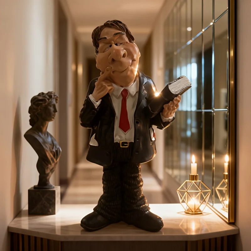 Statuette amusante d'avocat, 1 pièce, figurine en résine d'un avocat professionnel, idéale pour la décoration de centre de table, bureau, salon.