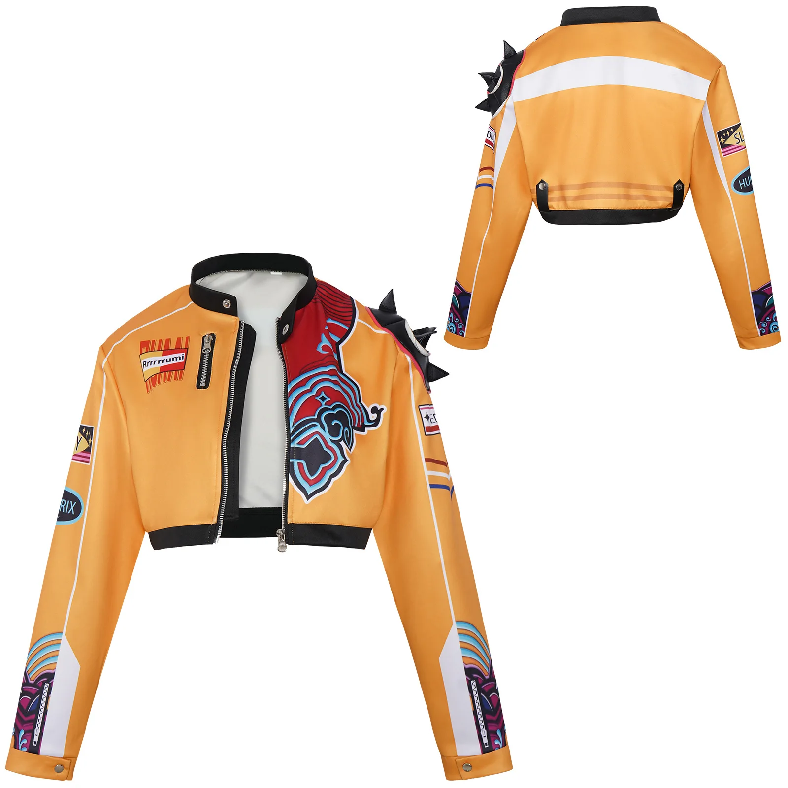 

KPop Demon Hunters Rumi Cosplay Costume Adult Movie Role Play Printed Coat Stage Performance Short Jacket Child Comic-con Coats