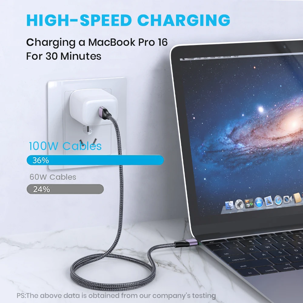 Kcnkon Cáp 100 W USB C Sang USB Loại C USB PD Cáp Sạc USB-C 5A Loại-C cho MacBook Samsung Xiaomi