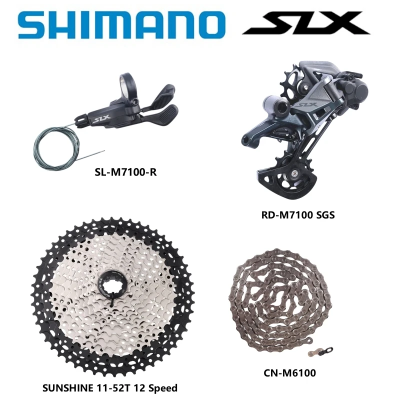 SHIMANO SLX Series SL-M7100 Shifter RD-M7100 SGS Rear Derailleur 1x12 Speed CN-M6100 Chain SUNSHINE 50/52T Cassette Original
