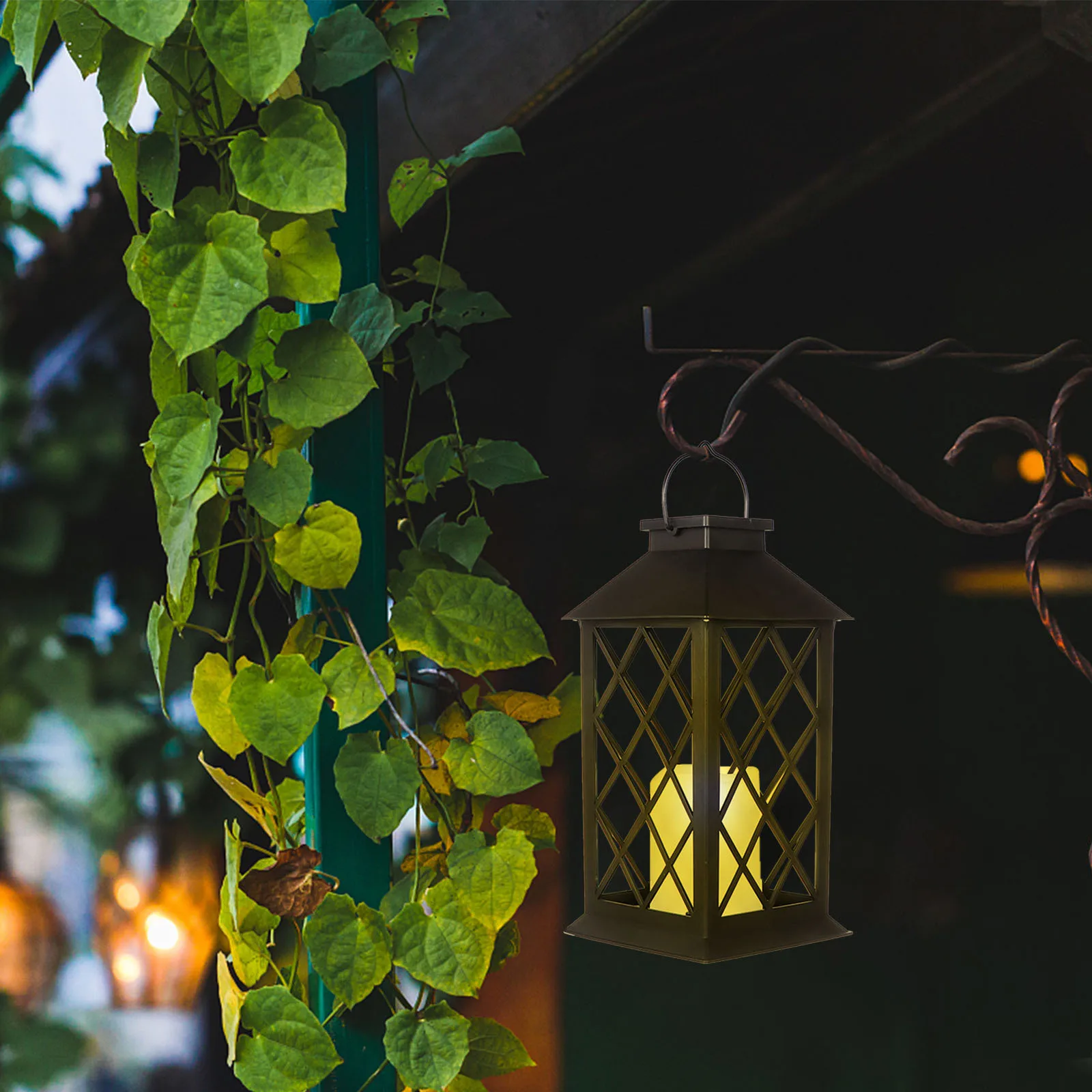 Linterna Solar de viento, diseño clásico exquisito, linterna Solar para exteriores, para Patio, pasillo, lámpara de pared sin llama, 1 Uds.