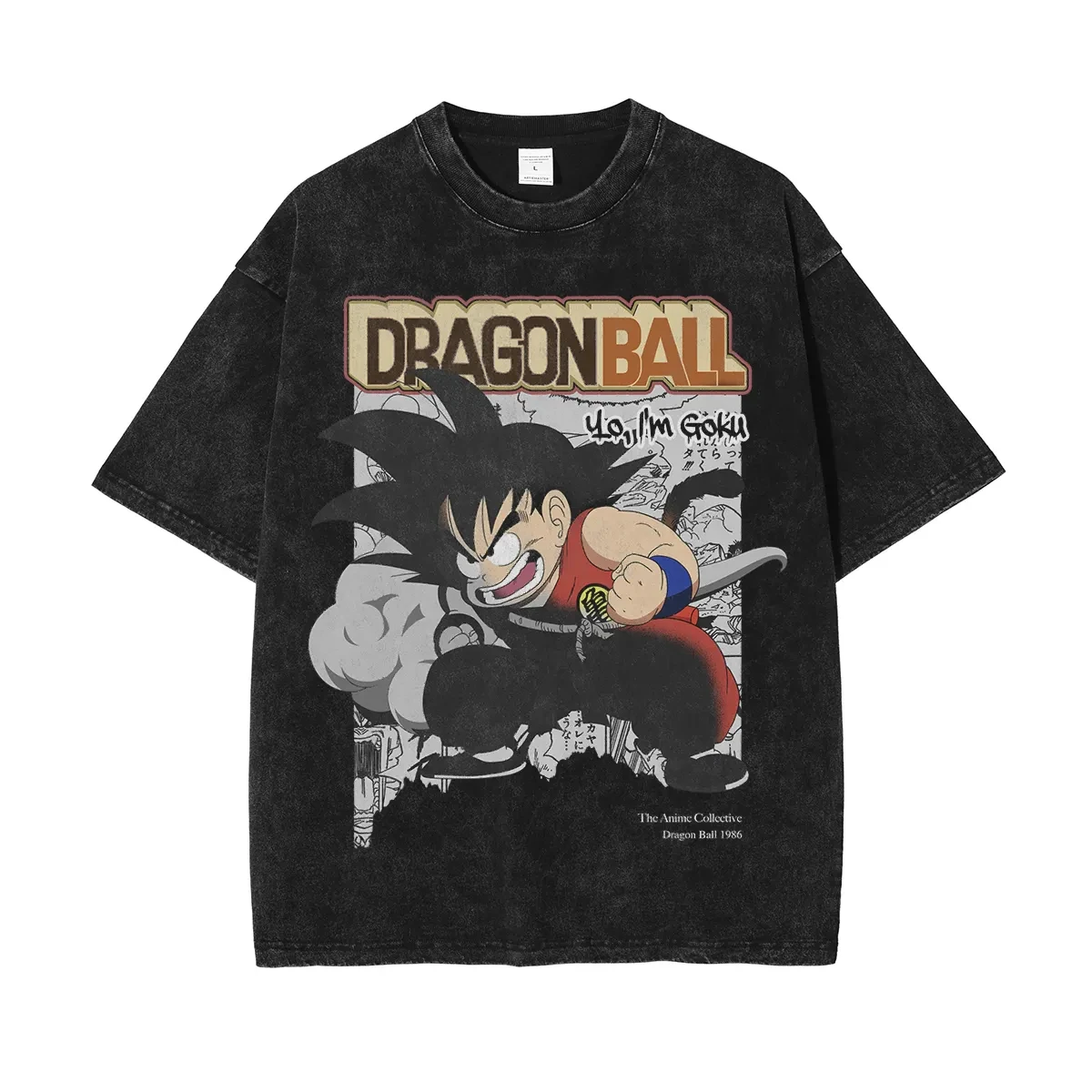 

Футболка мужская Dragon Ball Super Goku Black Super Saiyan Rosé Streetwear Grid Vintage Washed с аниме-принтом, летняя повседневная, 2026