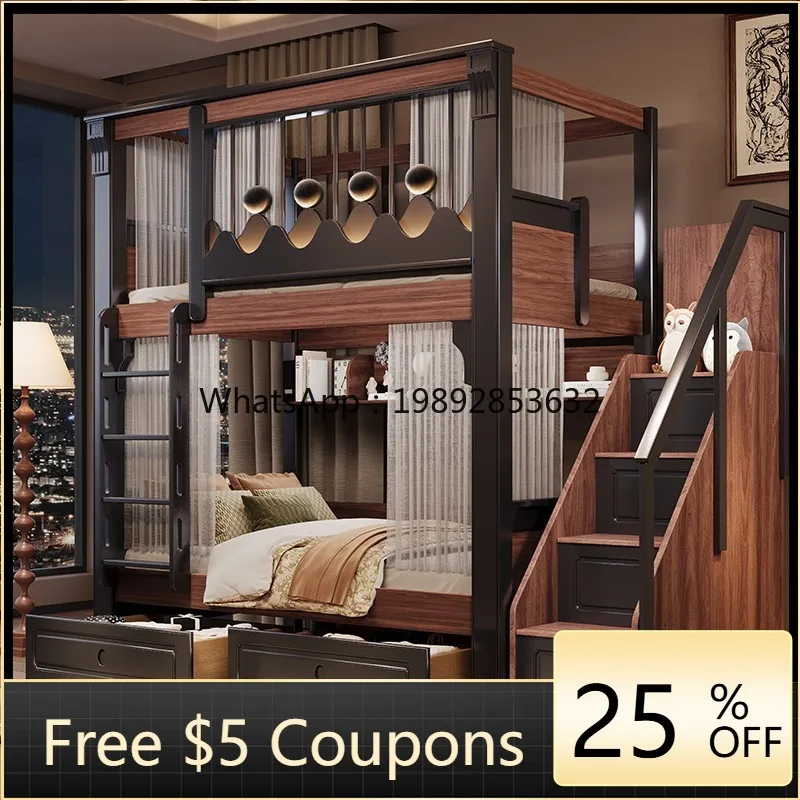YFY Bunk  Double Layer  Children's  French Vintage Style Bunk  All Solid Wood Thickened and Reinforced