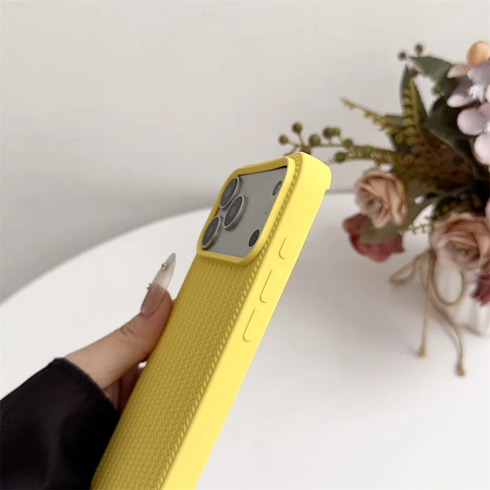 Simple Woven Pattern Solid Color Case for iPhone 17 Pro Max/16/15/14/13/12/11/XR/X/8 Plus Soft Silicone Funda iPhone Air