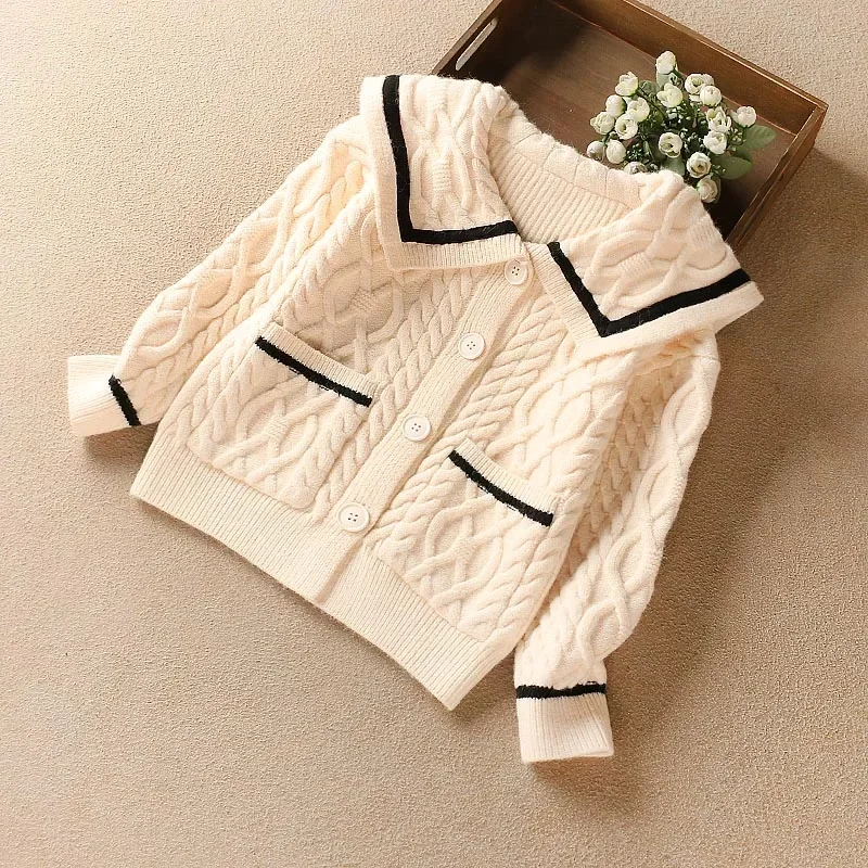 

Children Girls Cardigan 2023 New Warm Winter Thick Sweater Clothes Teenager Kids Jacket Girls Spring Autumn Knit Outwear Coat