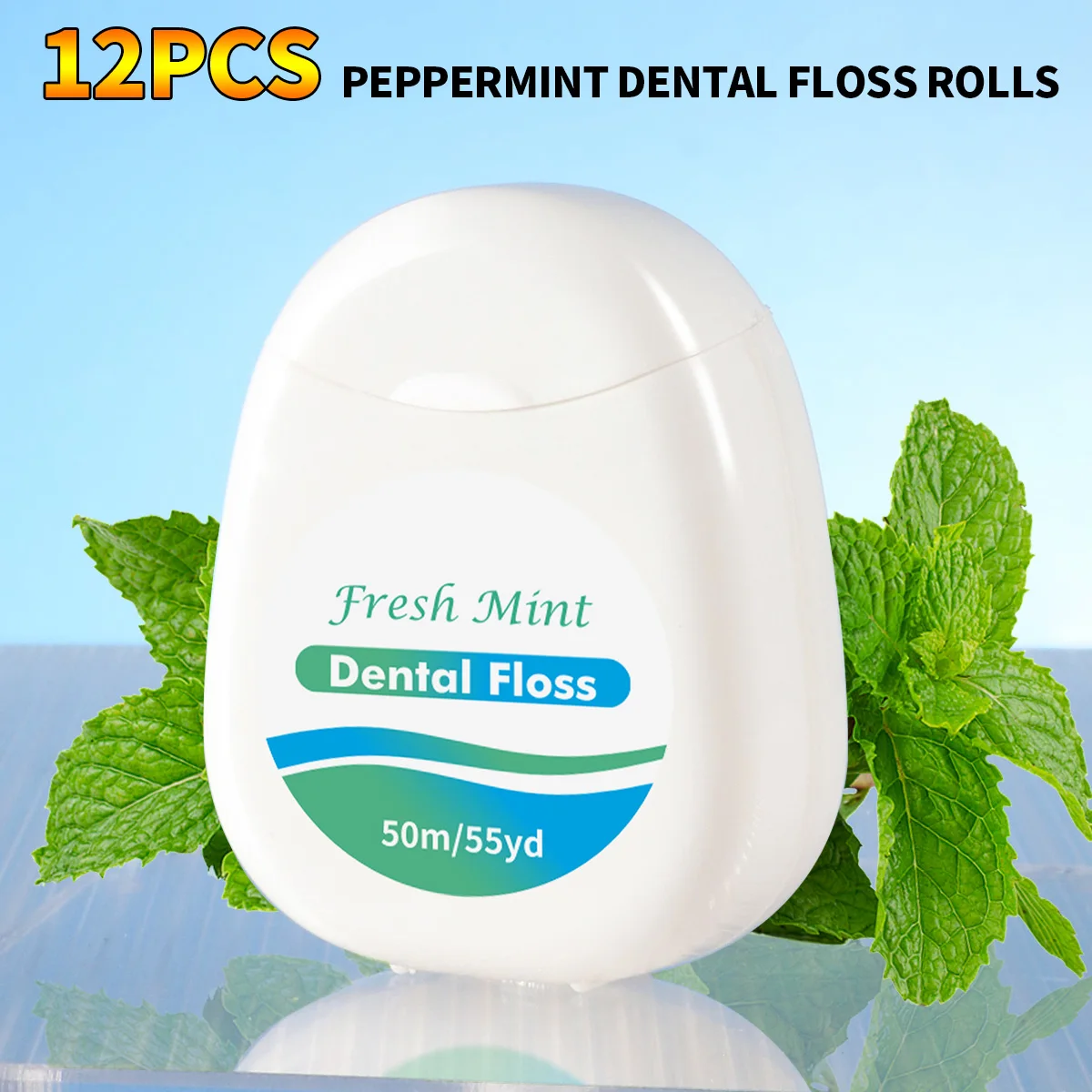 12 pieces, 6 pieces, 3 pieces - Mint dental floss roll -50 meters 1 piece - Suitable for personal interdental cleaning tool