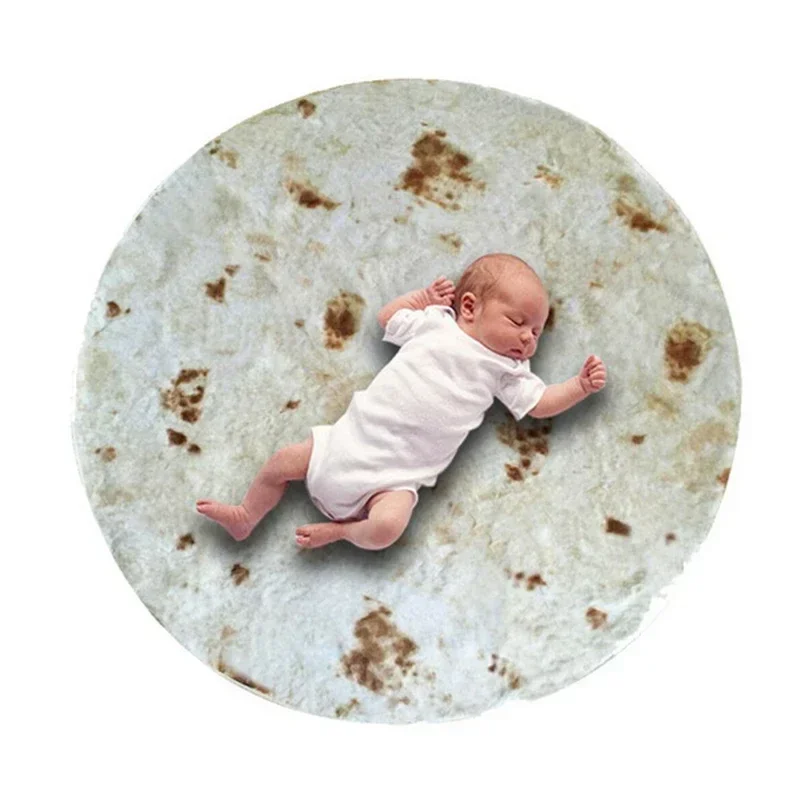 1pc Soft and Warm Mexican Tortilla Pancake Print Flannel Blanket for Couch, Sofa, Office, Bed, Camping and Traveling