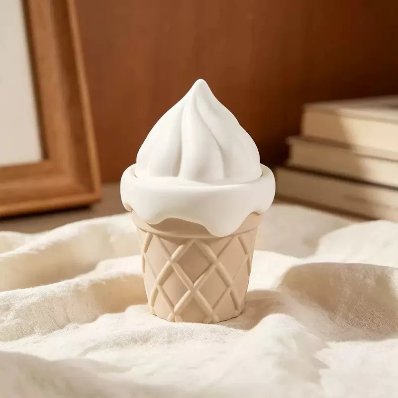 Ice Cream Scented Candle Holder Mold Conical Candle Cup Plaster Silicone Mold DIY Storage Jar Storage Box Plaster Resin Crafts